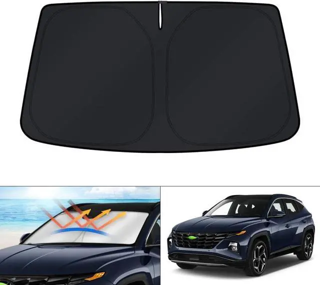 Alt view image 8 of 14 - KUST Windshield Sun Shade for Hyundai Tucson Accessories 2022-2025 2026 Window Sunshade Sun Visor Protector Foldable Blocks UV Rays Keep Your Car Cooler