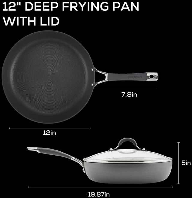 Alt view image 9 of 14 - Circulon Radiance Deep Hard Anodized Nonstick Frying Pan /Skillet with Lid - 12 Inch, Gray