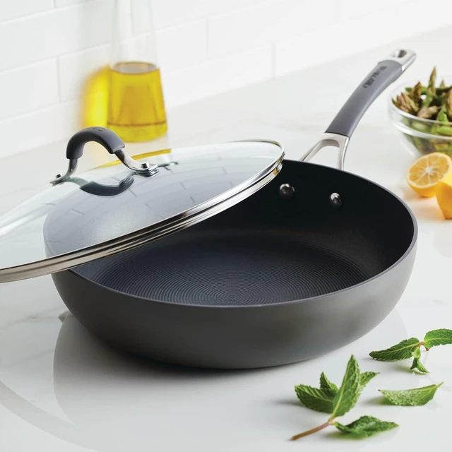 Alt view image 14 of 14 - Circulon Radiance Deep Hard Anodized Nonstick Frying Pan /Skillet with Lid - 12 Inch, Gray