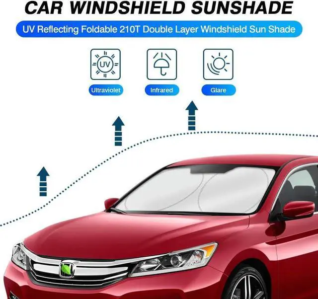 Alt view image 8 of 12 - KUST Windshield Sun Shade for Honda Accord 2013-2015 2016 2017 Accessories Custom Fit Sunshade Foldable Sun Protector Block UV Rays Keep Your Car Cooler