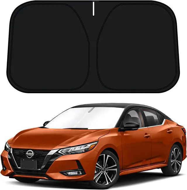 Alt view image 8 of 14 - D-Lumina Windshield Sun Shade for 2020 2021 2022 2023 2024 2025 Nissan Sentra Sedan Accessories, Front Window Sunshade Sun Visor Protector Block UV Rays Heat, Foldable 2 Layers 210T Material
