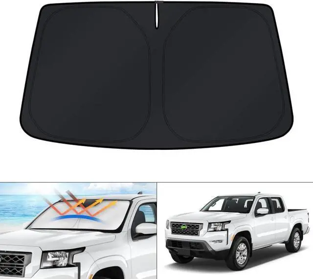 Alt view image 7 of 12 - KUST Windshield Sun Shade for Nissan Frontier Accessories 2022-2024 2025 2026 Window Sunshade Sun Visor Protector Foldable Blocks UV Rays Keep Car Cooler