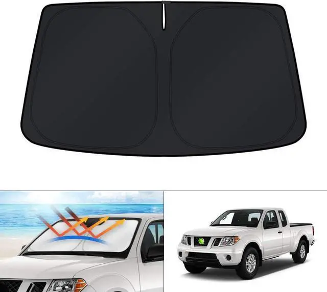 Alt view image 7 of 12 - KUST Windshield Sun Shade for 2006-2021 Nissan Frontier Accessories Custom Fit Sunshade Foldable Sun Visor Protector Blocks UV Rays Keep Your Car Cooler