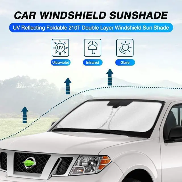 Alt view image 8 of 12 - KUST Windshield Sun Shade for 2006-2021 Nissan Frontier Accessories Custom Fit Sunshade Foldable Sun Visor Protector Blocks UV Rays Keep Your Car Cooler