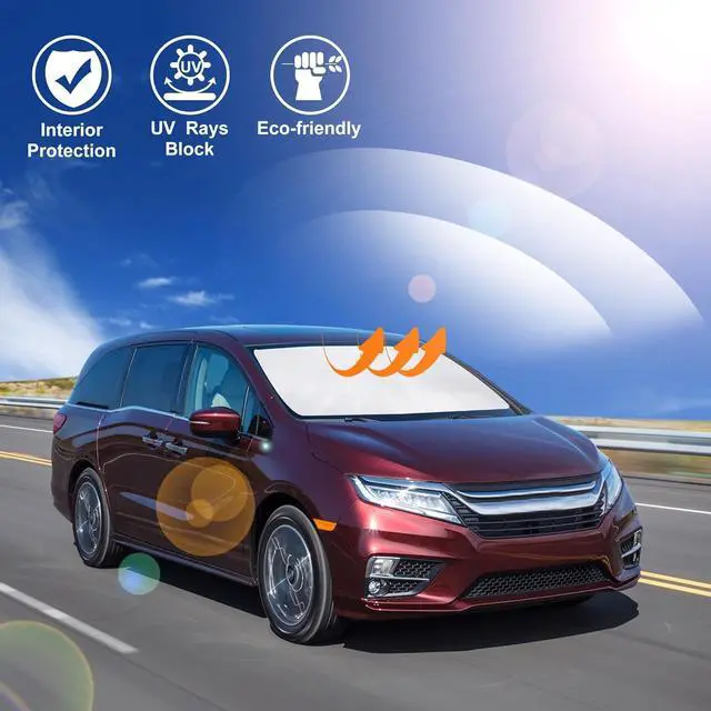 Alt view image 11 of 12 - Windshield Sun Shade Custome Fit 2018-2024 2025 2026 Honda Odyssey Accessories LX,EX,EX-L,Touring,Elite Minivan Foldable Window Sunshade Protector Blocks Sun Rays & Heat
