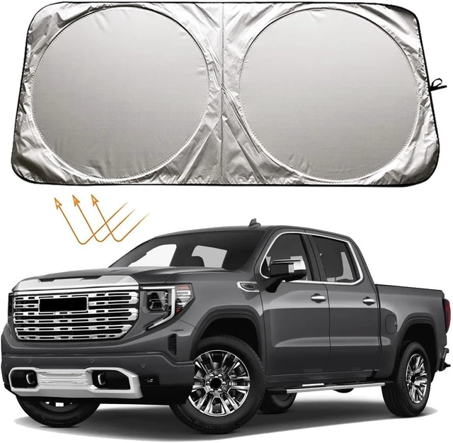 Alt view image 8 of 14 - XHRING Windshield Sun Shade Sunshade for GMC Sierra 1500 2500 HD 3500 HD Truck Yukon Acadia Crew Cab Double Elevation AT4 SLE SLT Limited XL Denali Ultimate Accessories, Car Window Sun Visor Shield