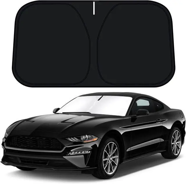 Alt view image 8 of 14 - D-Lumina Windshield Sun Shade for 2015-2025 Fo-rd Mustang Accessories (NOT for Fo-rd Mustang Mach-E), Front Window Sunshade Sun Visor Protector Block UV Rays Heat, Foldable 2 Layers 210T Material