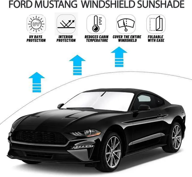 Alt view image 9 of 14 - D-Lumina Windshield Sun Shade for 2015-2025 Fo-rd Mustang Accessories (NOT for Fo-rd Mustang Mach-E), Front Window Sunshade Sun Visor Protector Block UV Rays Heat, Foldable 2 Layers 210T Material