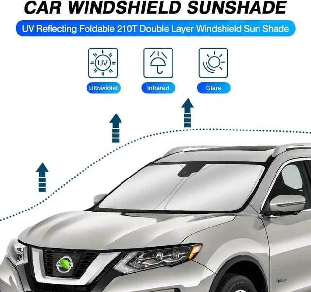 Alt view image 8 of 12 - KUST Windshield Sun Shade for 2014-2020 Nissan Rogue Accessories (NOT for Rogue Sport & 2021 Rogue 3rd Gen. T33) Sunshade Foldable Window Sun Protector Block UV Rays Keep Car Cooler