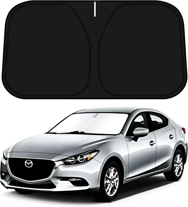 Alt view image 8 of 14 - D-Lumina Windshield Sun Shade for 2014-2018 Mazda 3 Accessories Mazda3 Sedan Hatchback, Front Window Sunshade Sun Visor Protector Block UV Rays Heat, Foldable 2 Layers 210T Material