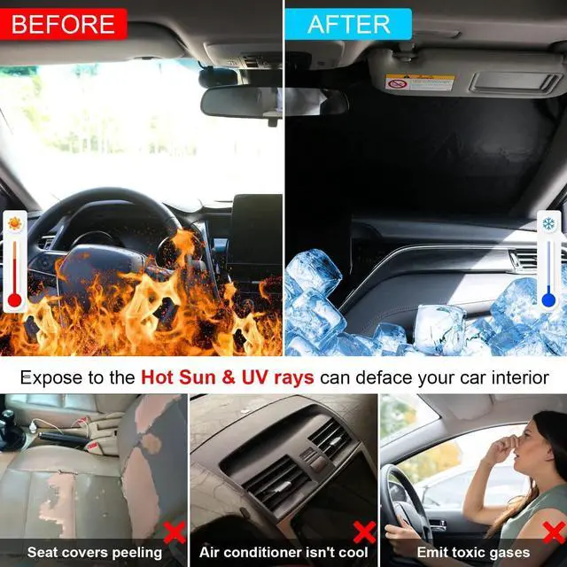 Alt view image 11 of 14 - Windshield Sun Shade for Dodge RAM 2500 3500 2025 2024-2010 Custom Fit Foldable Sunshade Sun Visor Shield Protector Accessories Blocks UV Rays Keep Your Car Cooler