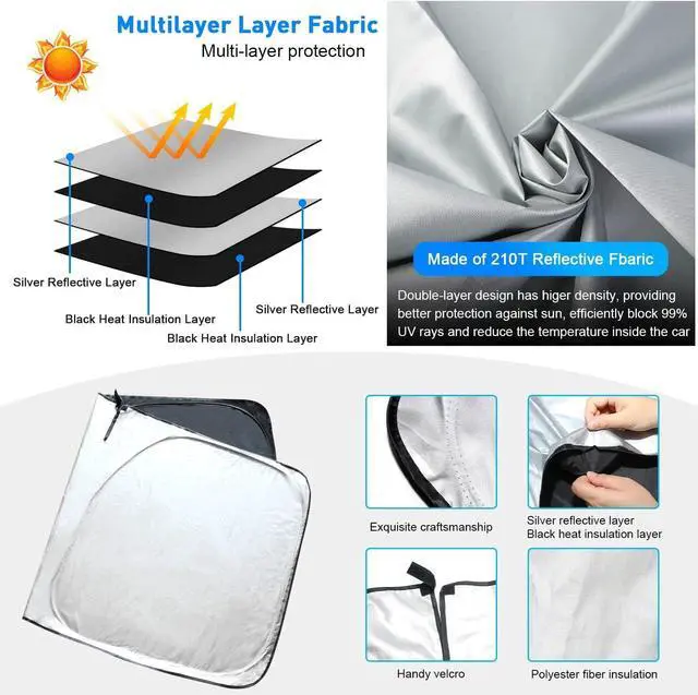 Alt view image 10 of 14 - Windshield Sun Shade for Dodge RAM 2500 3500 2025 2024-2010 Custom Fit Foldable Sunshade Sun Visor Shield Protector Accessories Blocks UV Rays Keep Your Car Cooler