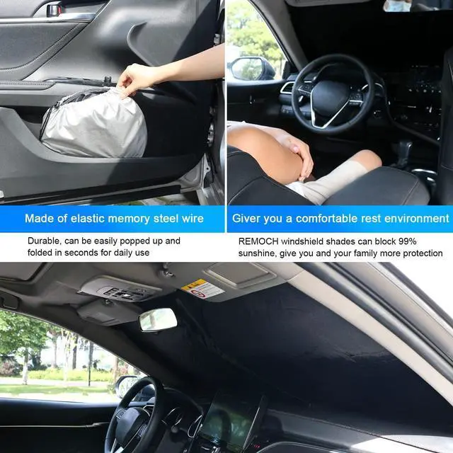 Alt view image 12 of 14 - Windshield Sun Shade for Dodge RAM 2500 3500 2025 2024-2010 Custom Fit Foldable Sunshade Sun Visor Shield Protector Accessories Blocks UV Rays Keep Your Car Cooler