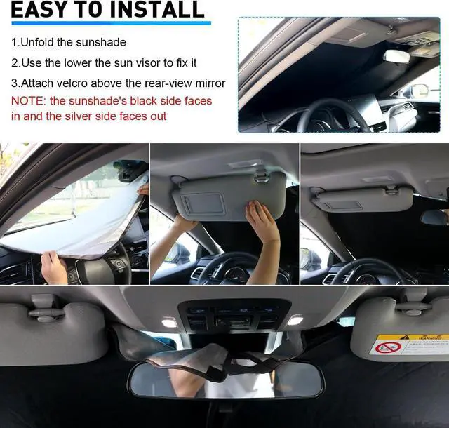 Alt view image 14 of 14 - Windshield Sun Shade for Dodge RAM 2500 3500 2025 2024-2010 Custom Fit Foldable Sunshade Sun Visor Shield Protector Accessories Blocks UV Rays Keep Your Car Cooler