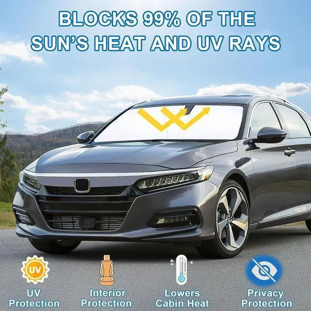 Alt view image 10 of 14 - Premium Car Windshield Sun Shade for 2018-2022 Honda Accord Front Window Sun Visor Reflector 310T Thickened Blocks UV Rays Foldable Sunshade Car Interior Protection Accessories