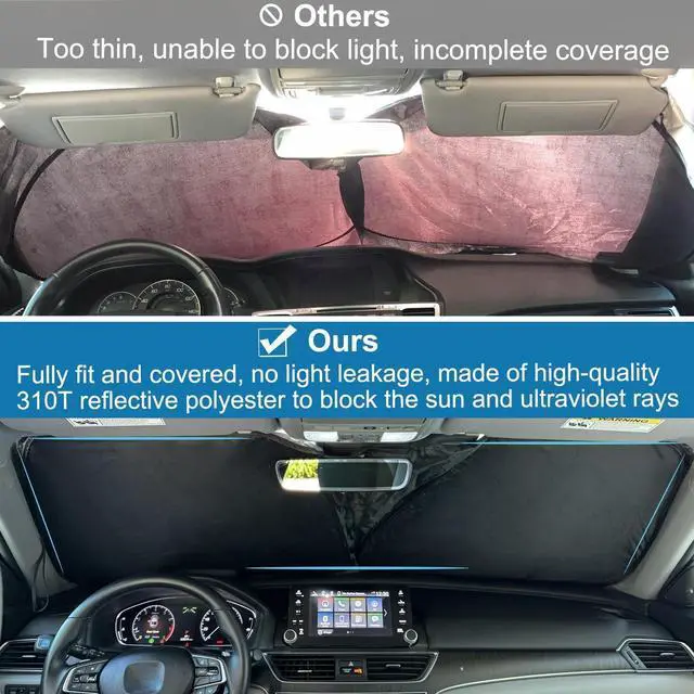 Alt view image 11 of 14 - Premium Car Windshield Sun Shade for 2018-2022 Honda Accord Front Window Sun Visor Reflector 310T Thickened Blocks UV Rays Foldable Sunshade Car Interior Protection Accessories