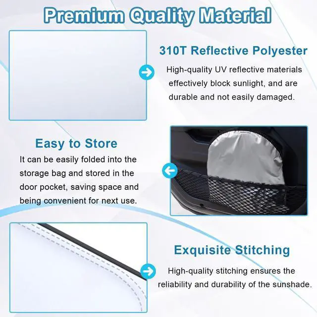 Alt view image 13 of 14 - Premium Car Windshield Sun Shade for 2018-2022 Honda Accord Front Window Sun Visor Reflector 310T Thickened Blocks UV Rays Foldable Sunshade Car Interior Protection Accessories