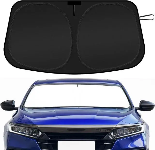 Alt view image 8 of 14 - Car Windshield Sun Shade for 2018 2019 2020 2021 2022 2023 2024 2025 Honda Accord Front Window Sun Visor Reflector 210T Blocks UV Rays Foldable Sunshade Car Interior Protection Accessories