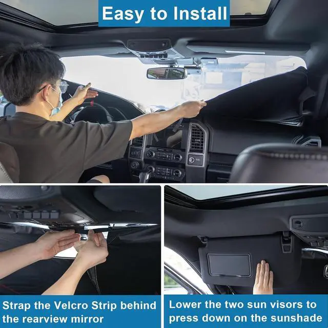 Alt view image 14 of 14 - Premium Car Windshield Sun Shade for 2018-2022 Honda Accord Front Window Sun Visor Reflector 310T Thickened Blocks UV Rays Foldable Sunshade Car Interior Protection Accessories