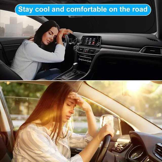 Alt view image 11 of 14 - Car Windshield Sun Shade for 2018 2019 2020 2021 2022 2023 2024 2025 Honda Accord Front Window Sun Visor Reflector 210T Blocks UV Rays Foldable Sunshade Car Interior Protection Accessories