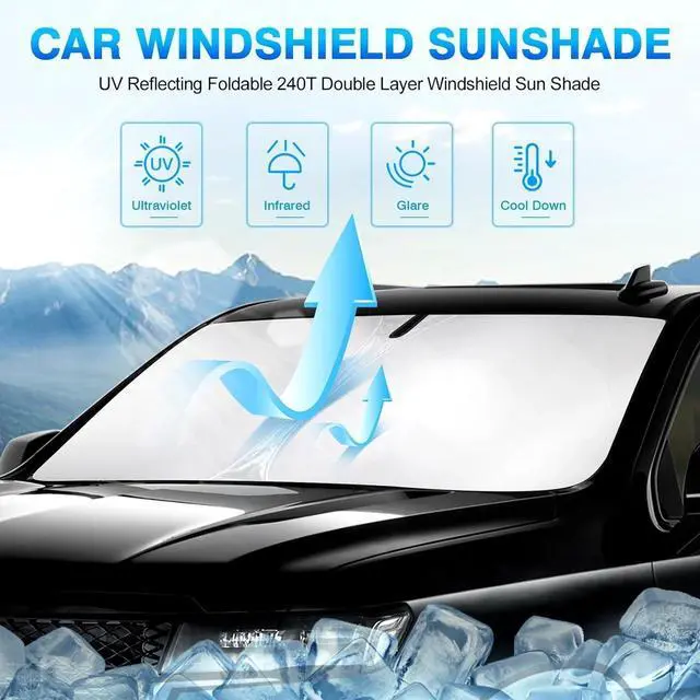 Alt view image 9 of 14 - KUST Windshield Sun Shade for 2020-2025 2026 Jeep Gladiator(JT) Accessories,Sport,Sport S,Overland Rubicon Pickup(NO Sensor)Window Sunshade Sun Visor Protector Foldable Blocks UV Rays Keep Car Cooler