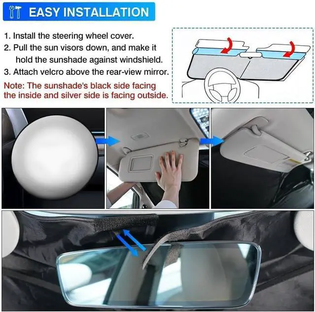 Alt view image 13 of 14 - KUST Windshield Sun Shade for 2020-2025 2026 Jeep Gladiator(JT) Accessories,Sport,Sport S,Overland Rubicon Pickup(NO Sensor)Window Sunshade Sun Visor Protector Foldable Blocks UV Rays Keep Car Cooler