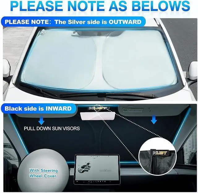 Alt view image 10 of 14 - KUST Windshield Sun Shade for 2020-2025 2026 Jeep Gladiator(JT) Accessories,Sport,Sport S,Overland Rubicon Pickup(NO Sensor)Window Sunshade Sun Visor Protector Foldable Blocks UV Rays Keep Car Cooler