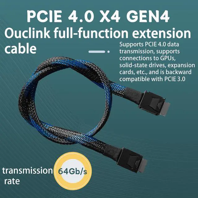 Alt view image 2 of 7 - HOOCCC Oculink Cable Silver-Plated OcuLink 4i SFF-8611 to SFF-8611 PCIe 4.0 x4 Gen4 Full-Function Extension Cable, 64Gbps High-Speed Data Cable for Egpu