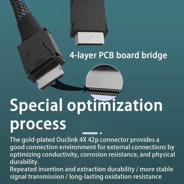 Alt view image 5 of 7 - HOOCCC Oculink Cable Silver-Plated OcuLink 4i SFF-8611 to SFF-8611 PCIe 4.0 x4 Gen4 Full-Function Extension Cable, 64Gbps High-Speed Data Cable for Egpu