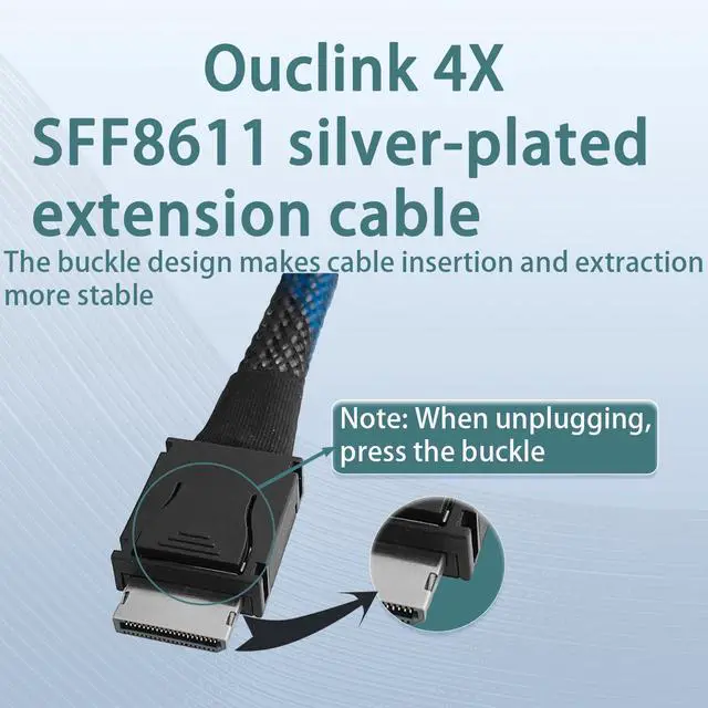 Alt view image 6 of 7 - HOOCCC Oculink Cable Silver-Plated OcuLink 4i SFF-8611 to SFF-8611 PCIe 4.0 x4 Gen4 Full-Function Extension Cable, 64Gbps High-Speed Data Cable for Egpu