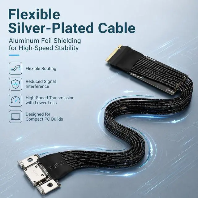 Alt view image 5 of 7 - HOOCCC M.2 to OCulink SFF-8611 Ext Cable, NVMe PCIe 4.0 x4 Gen4 External GPU Dock Cable Without Buckle 10cm