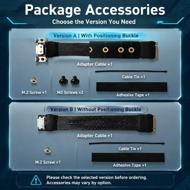 Alt view image 7 of 7 - HOOCCC M.2 to OCulink SFF-8611 Ext Cable, NVMe PCIe 4.0 x4 Gen4 External GPU Dock Cable