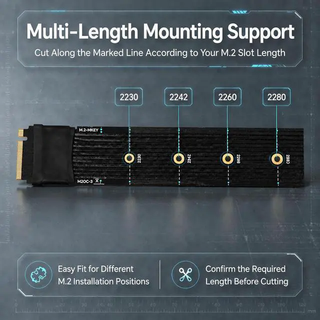 Alt view image 5 of 7 - HOOCCC M.2 to OCulink SFF-8611 Ext Cable, NVMe PCIe 4.0 x4 Gen4 External GPU Dock Cable
