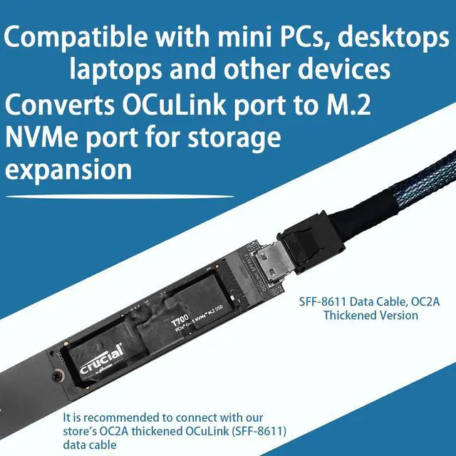 Alt view image 5 of 7 - HOOCCC Oculink SFF-8612 to M.2 NVMe SSD Adapter Board, PCIe 4.0 M-Key Converter
