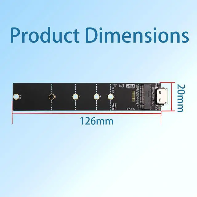 Alt view image 7 of 7 - HOOCCC Oculink SFF-8612 to M.2 NVMe SSD Adapter Board, PCIe 4.0 M-Key Converter