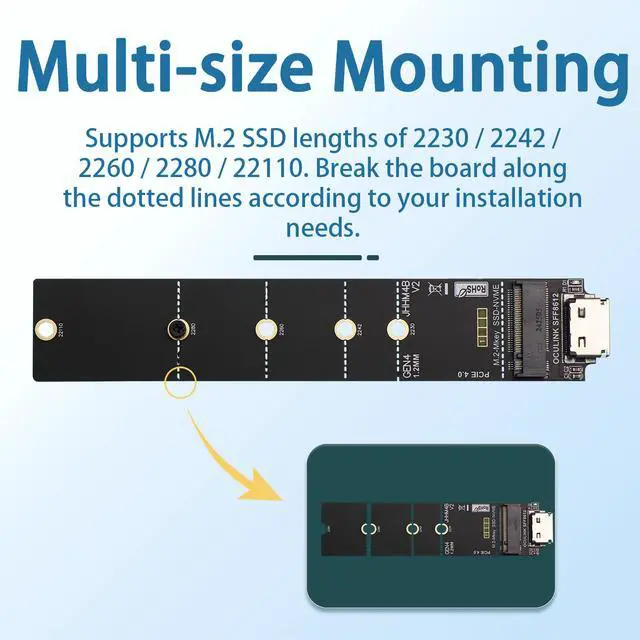Alt view image 6 of 7 - HOOCCC Oculink SFF-8612 to M.2 NVMe SSD Adapter Board, PCIe 4.0 M-Key Converter