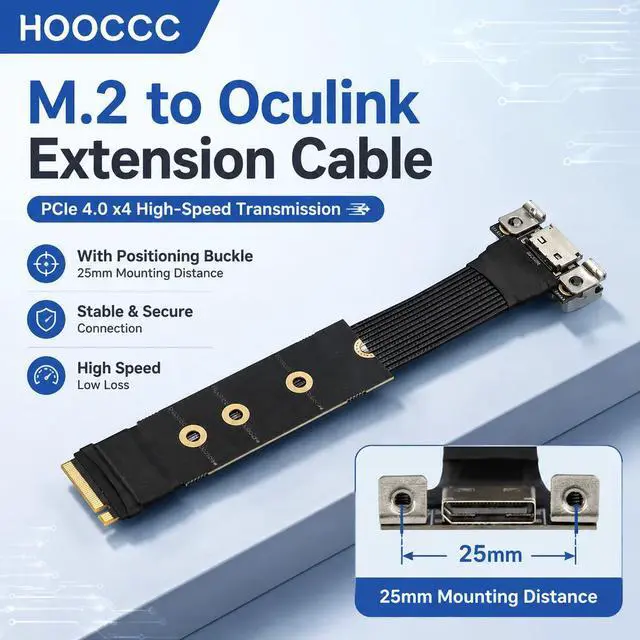 Main image of HOOCCC M.2 to OCulink SFF-8611 Ext Cable, NVMe PCIe 4.0 x4 Gen4 External GPU Dock Cable