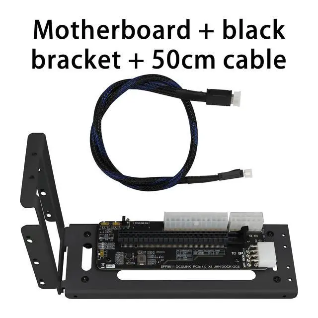 Alt view image 2 of 7 - HOOCCC OCuLink GPU Dock with 50cm Cable & Bracket, PCIe 4.0 x4 to PCIe x16 Riser Card 64Gbps, SFF-8612 eGPU Dock Station for Mini PC Laptop Desktop, Sync Power On/Off, Black