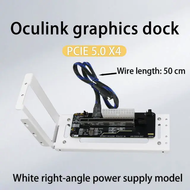 Alt view image 2 of 7 - HOOCCC PCIe 5.0 Oculink GPU Dock External eGPU Enclosure, Open Frame No Length Limit, Supports ATX/SFX Power Supply & Sync Start, for Gaming/Workstation Graphics Cards