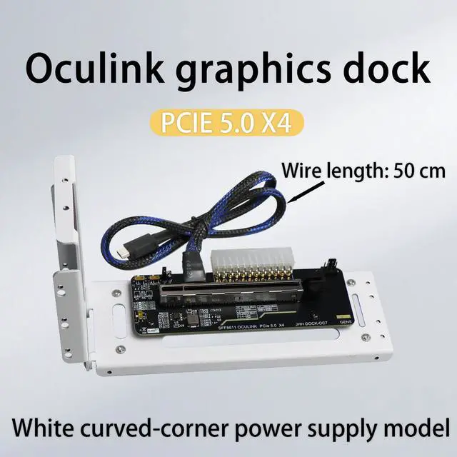 Alt view image 2 of 7 - HOOCCC PCIe 5.0 Oculink GPU Dock External eGPU Enclosure, Open Frame No Length Limit, Supports ATX/SFX Power Supply & Sync Start, for Gaming/Workstation Graphics Cards