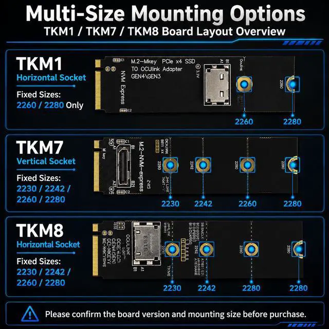Alt view image 5 of 7 - HOOCCC M.2 NVMe to OCuLink Adapter, PCIe 4.0 x4 Up to 64Gbps, M-Key SFF-8612 Converter for eGPU Dock