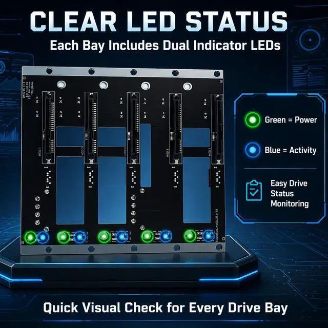Alt view image 4 of 7 - HOOCCC NAS SATA Backplane Expansion Board 2/3/5 Bay SATA III 6Gbps Hot-Swap Backplane with Dual 4-Pin Power & LED Indicators, 2mm PCB for 2.5"/3.5" Drives NAS-S3