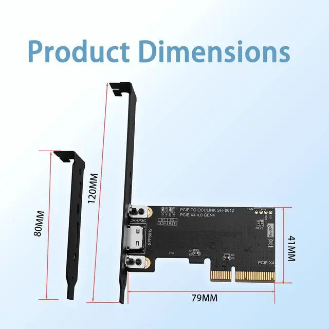 Alt view image 7 of 7 - HOOCCC PCIe 4.0 x4 to OCuLink SFF-8612 Adapter Card, Gen4 External GPU eGPU Expansion Board with Full & Low Profile Brackets, Compatible with SFF-8611 Cable, Backward Compatible with PCIe 3.0