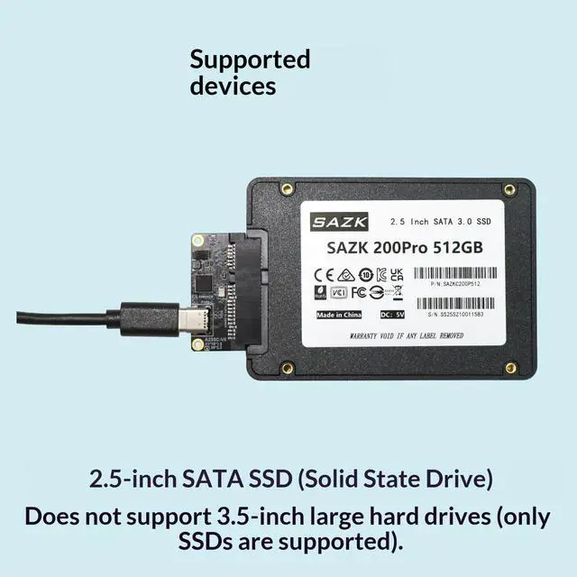Alt view image 4 of 7 - HOOCCC USB-C to SATA III 3.0 Adapter Card for 2.5" SSD/HDD, ASM235CM Chip, 5Gbps High-Speed Transfer, UASP Supported, Compact DIY Hard Drive Converter (No Cable/Case Included)