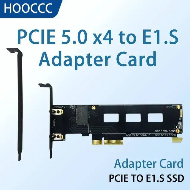 Main image of HOOCCC PCIe 5.0 x4 to E1.S SSD Adapter Card, Up to 10000MB/s, with Heatsink & Full-Height/Half-Height Brackets, 6-Layer PCB, Compatible with PCIe 5.0/4.0/3.0 Slots (E1.S SSD Not Included)