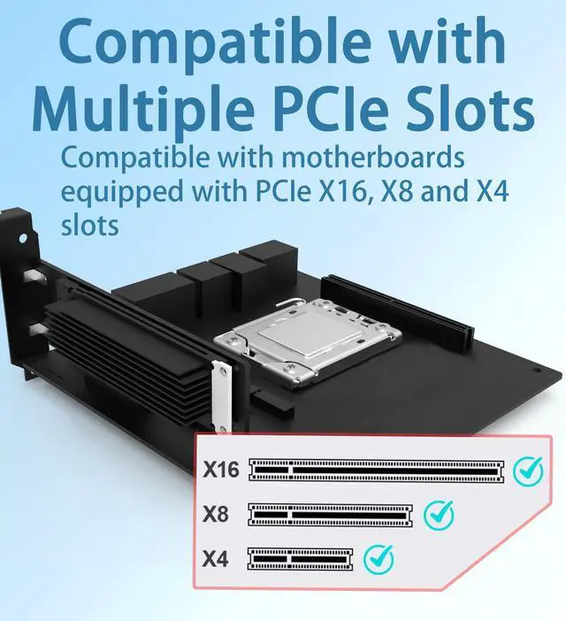 Alt view image 3 of 7 - HOOCCC PCIe 5.0 x4 to E1.S SSD Adapter Card, Up to 10000MB/s, with Heatsink & Full-Height/Half-Height Brackets, 6-Layer PCB, Compatible with PCIe 5.0/4.0/3.0 Slots (E1.S SSD Not Included)