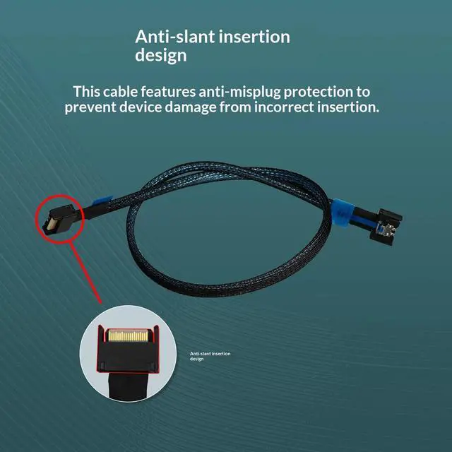 Alt view image 6 of 7 - HOOCCC MCIO 4x to MCIO 4x Cable 50cm PCIe 4.0 x4 64Gbps High-Speed Data Cable Silver-Plated Wire Braided Shield for Enterprise SSD Server Workstation