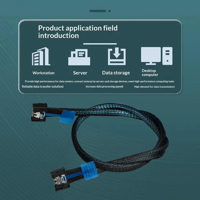 Alt view image 2 of 7 - HOOCCC MCIO 4x to MCIO 4x Cable 50cm PCIe 4.0 x4 64Gbps High-Speed Data Cable Silver-Plated Wire Braided Shield for Enterprise SSD Server Workstation