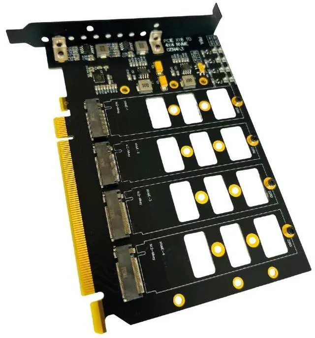 Alt view image 7 of 7 - HOOCCC 4-Port M.2 NVMe SSD PCIe 4.0 x16 Adapter Card | Quad Bay Expansion Card for 2280/2260/2242 M.2 SSD | Requires Motherboard PCIe Bifurcation | Full Height Bracket