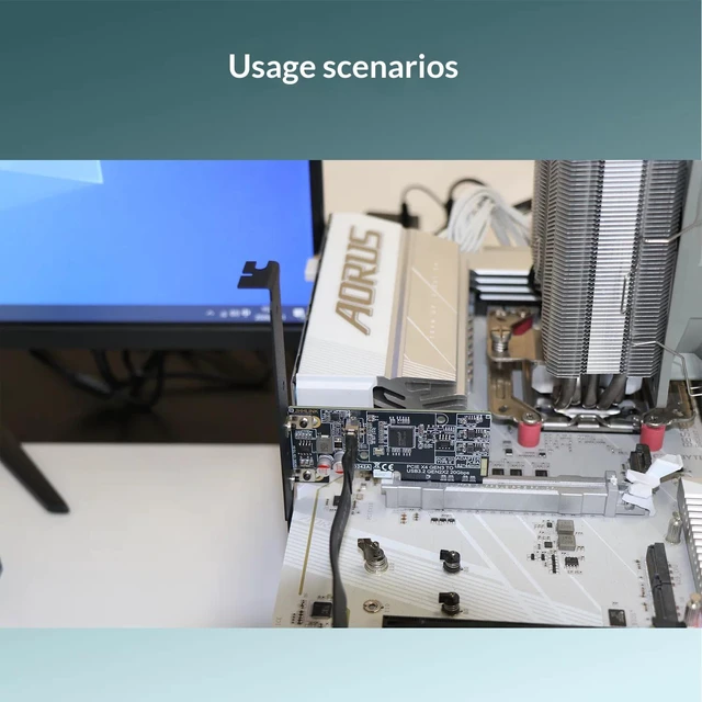 Alt view image 4 of 7 - HOOCCC PCIe x4 to Type-E Adapter Card, USB 3.2 Gen 2x2 20Gbps, ASM3242, Full & Low Profile Brackets